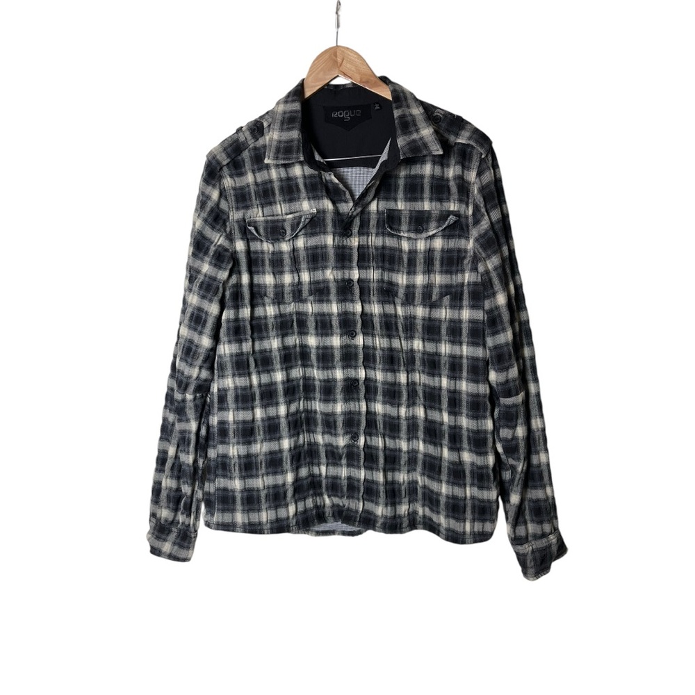 Rogue Flannel Shirt Grey Black Plaid L